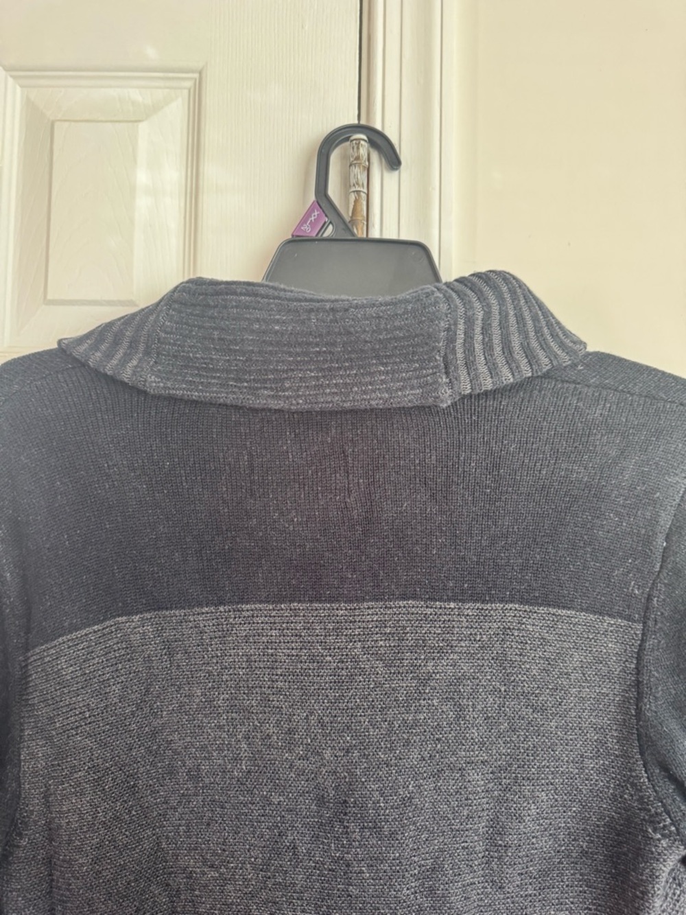 American Rag Cie Shawl Collar 100% Cotton Knit Sweater Gray Black Men’s M - Picture 6 of 11